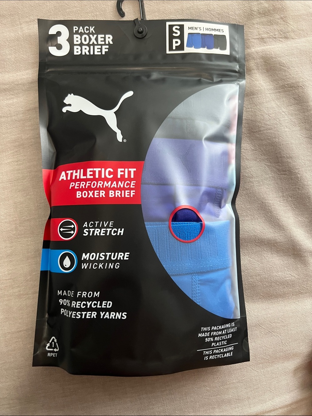 Mens puma athletic fit boxer briefs 3 pack (942301 01) size small 28-30